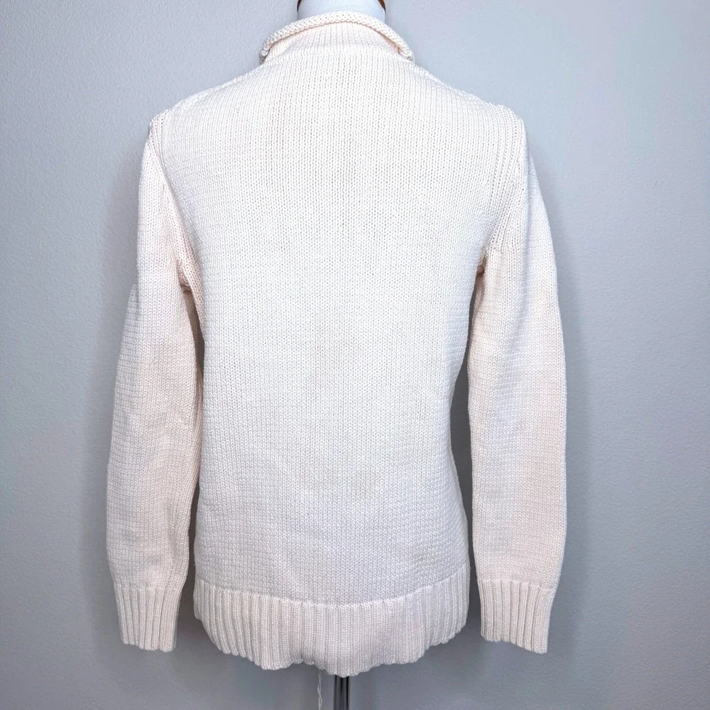 J. CREW ALWAYS Oarsman Roll Neck Womens Cotton Sweater S Cream Bleach Spots